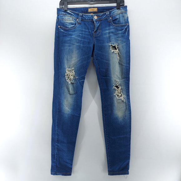 blue juniors  distressed jeans 5 - Picture 1 of 11